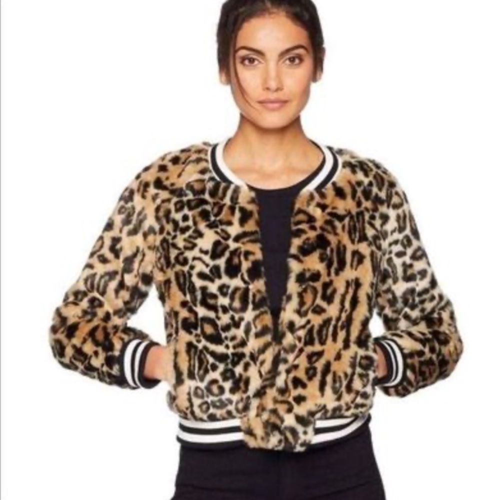 Jack by BB Dakota Clever Girl Leopard Print Faux Fur Bomber Jacket